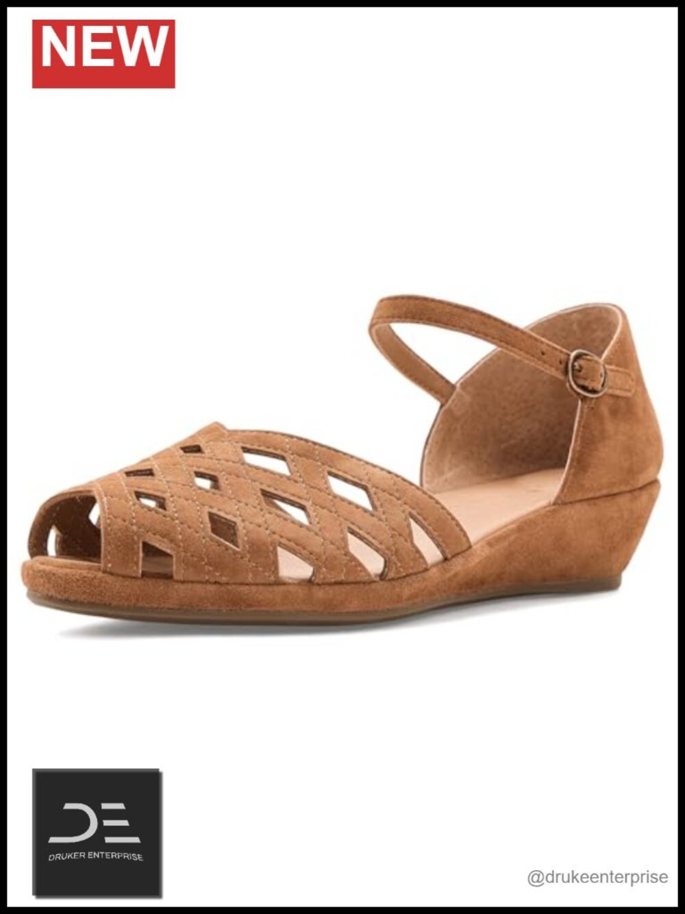 Women's Suede Peep Toe Wedge Sandals Slip-Resistant Comfort